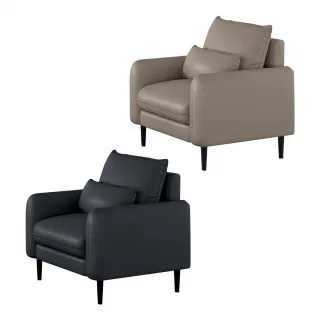 【IDEA】艾樂現代貓抓皮圓潤舒適單人沙發/皮沙發(2色任選)