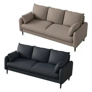 【IDEA】艾樂現代貓抓皮圓潤舒適三人沙發/皮沙發(2色任選)