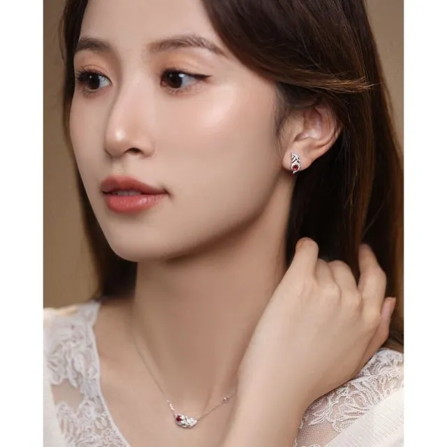 【海斯珠寶】小羽毛系列 18K金 0.25-0.29ct 鴿血紅寶石 天然鑽石 項鍊 宮廷羽紋鑲嵌工藝 送禮禮盒包裝