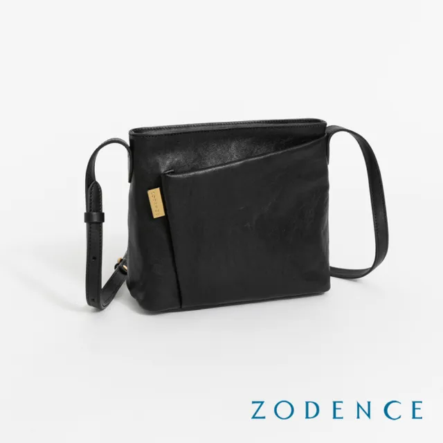 【ZODENCE 佐登司】CHORD義大利植鞣革商務休閒方塊斜背包(深邃黑)