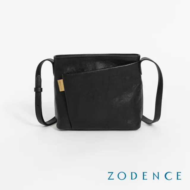 【ZODENCE 佐登司】CHORD義大利植鞣革商務休閒方塊斜背包(深邃黑)