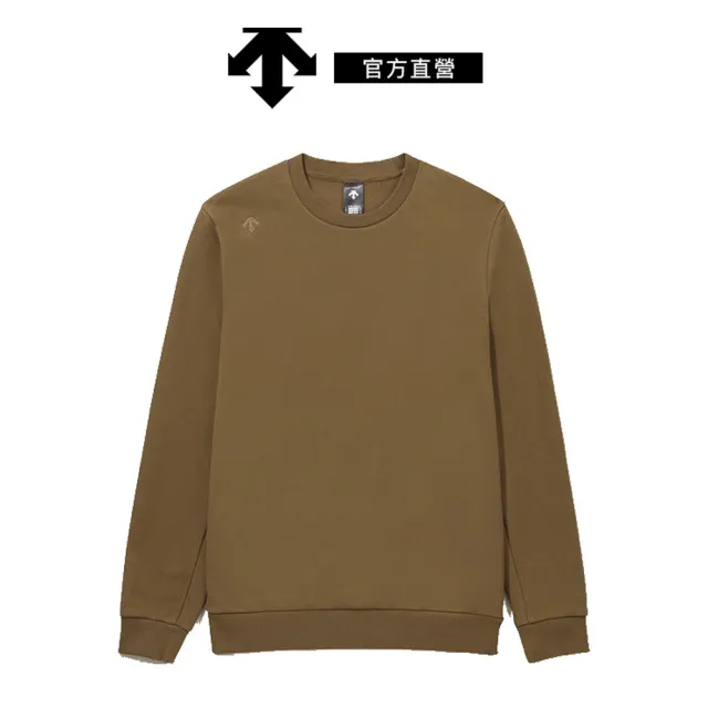 【DESCENTE】迪桑特 女士 環保毛圈布 背後印花舒適長袖大學T(棕色)
