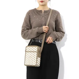 【BALLY】官方直送 BALLY PENNANT 經典印花深棕褐直式輕巧斜背包