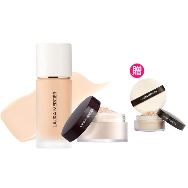 【LAURA MERCIER 蘿拉蜜思】冠軍底妝超殺組(極致煥顏輕透完美粉底30ml+煥顏透明蜜粉29g)