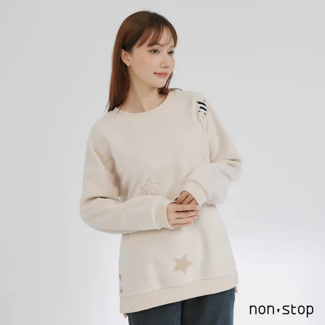 【non-stop】暖絨星光刺繡寬鬆T恤-2色