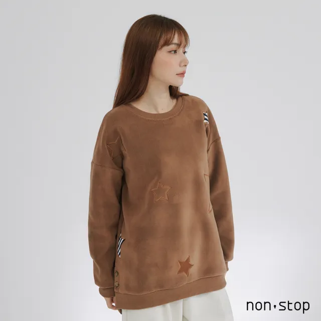 【non-stop】暖絨星光刺繡寬鬆T恤-2色