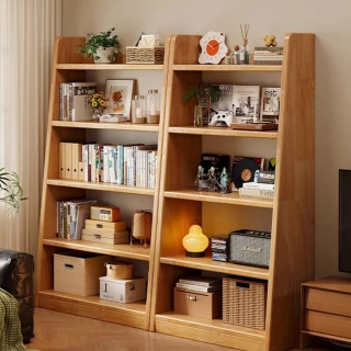 【造物】實木書架 梯形置物架 落地展示櫃 多層收納櫃80*30*160CM(書架 置物架 展示櫃 收納櫃)