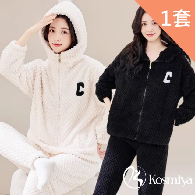 【Kosmiya】1套 多款任選 法蘭絨保暖可愛小熊睡袍/女睡衣/長袖睡衣/連身洋裝/洋裝/保暖睡衣(均碼/加大碼)