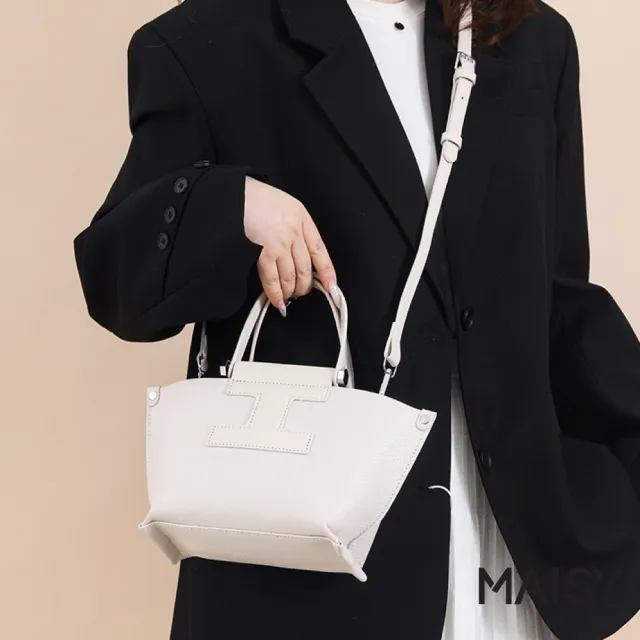 【MAISY】韓系簡約休閒大容量百搭托特包 單肩包(米白/卡其/藍/黑)