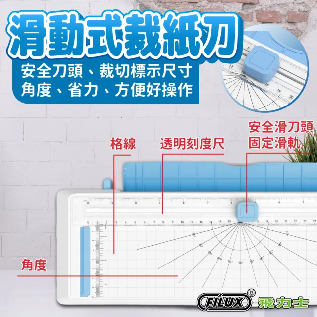 【FILUX 飛力士】七合一四滾輪裁切冷熱A4護貝機 LMTC-007HC+20張A4膠膜(0秒免預熱 高速護貝機+膜超值組)
