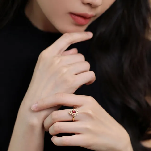 【海斯珠寶】綺麗之夢系列 18K金 天然鑽石 鴿血紅寶石 項鍊 多戴吊墜 戒指 珠寶級轉換系統 鏤空水滴設計