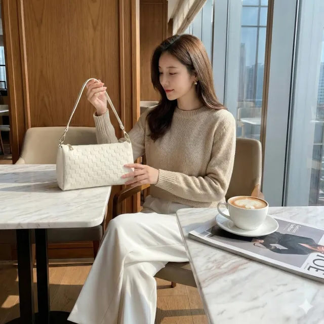 【BAGGLY&CO】雙11 伊珀爾真皮小方格肩背側背包(真皮包包 5色)