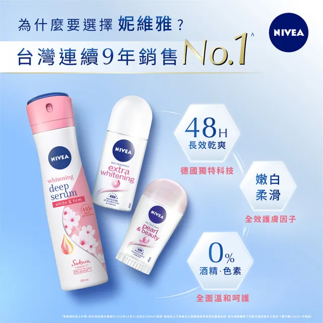 【NIVEA 妮維雅】止汗爽身噴霧美白精華植萃_櫻花150mlX2
