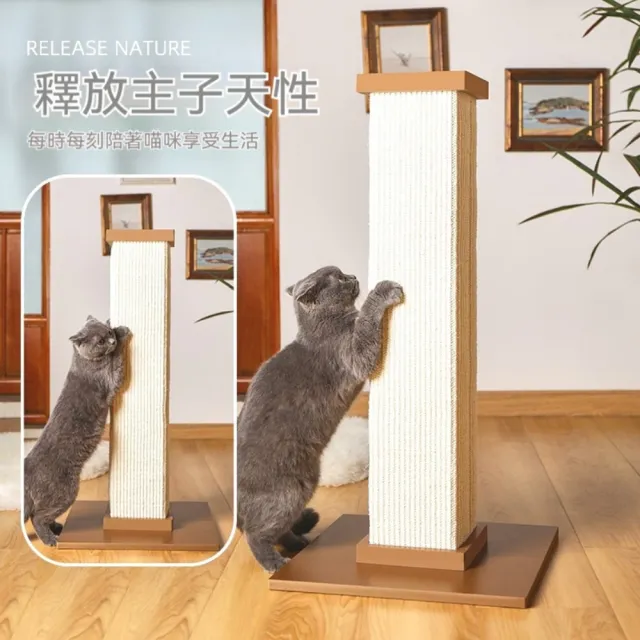 【艾嘉圖】大型貓咪專用 劍麻貓抓柱 貓爬架 簡約寵物磨爪玩具(簡約貓抓柱 灰色30*30*60)