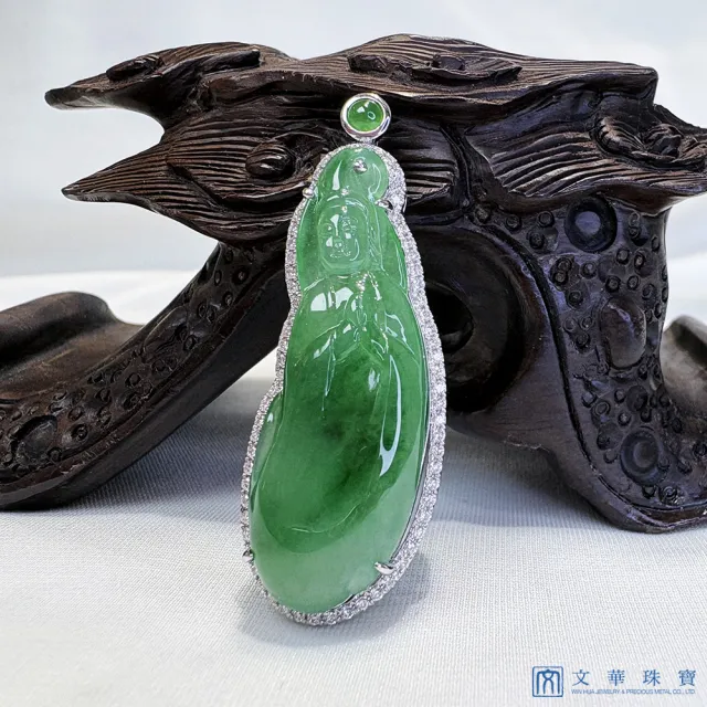 【文華珠寶】翡翠高冰翡翠觀音玉墜 不含鍊(觀音玉墜)