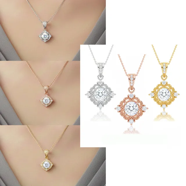 【Luster】38女王!培育鑽石 50分 D/VS 鏤空 純銀 鑽石項鍊-任選(DVS培育鑽石純銀項鍊送禮選)