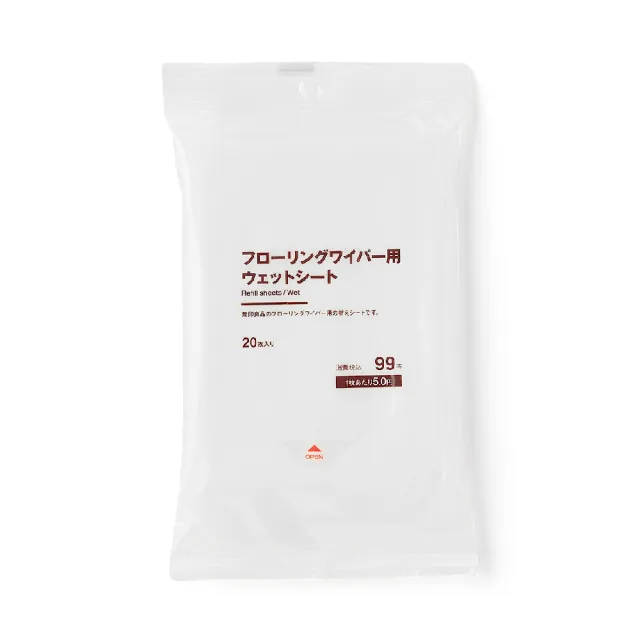 【MUJI 無印良品】掃除系列/地板拖把替換紙/濕型.鹼性電解水 20張入