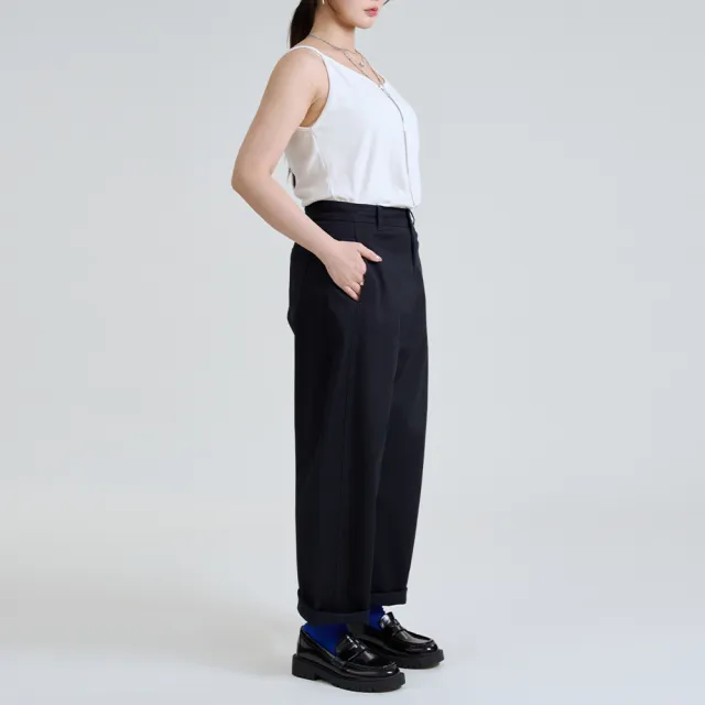 【M：MINb】就愛修修腿立體剪裁彎刀褲(深藍/中大尺碼女裝/大尺碼女裝/下著/大尺碼褲子/錐形褲/繭形褲)