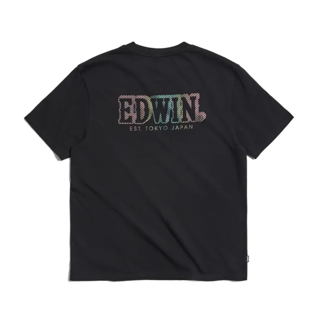 【EDWIN】男裝 虹光印花寬版短袖T恤(黑色)