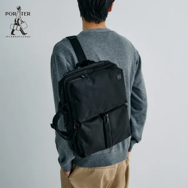 【PORTER INTERNATIONAL】高效有序NOMAD雙層三用公事包(黑)