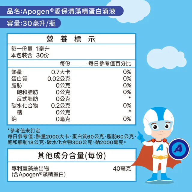 【遠東生技】Apogen藻精蛋白滴液-二代台美專利 3入防護組(30ml/瓶X3)
