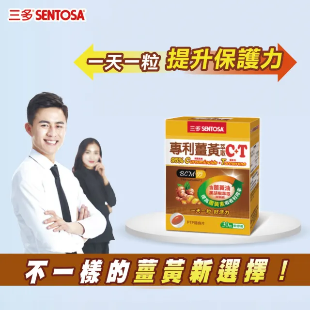 【SENTOSA 三多】專利薑黃萃取C  T軟膠囊4入組(共120粒)
