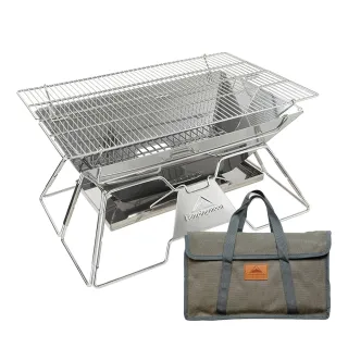 【Campingmoon 柯曼】輕便燒烤爐 MT-3(MT-3-W 烤架 烤網 焚火台 摺疊 Campingmoon 露營 逐露天下)