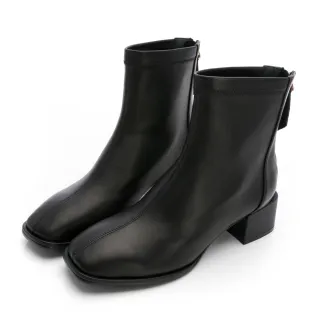 【GDC】經典簡約素面羊皮方頭短靴-黑(529079-00)