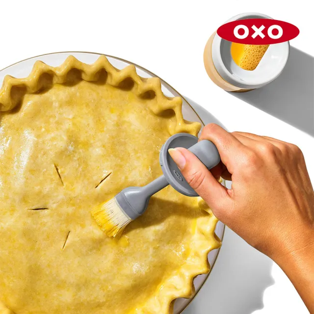 【OXO】精準控油3件組｜好好塗矽膠油瓶刷＋不滴漏玻璃油醋瓶×2(加碼送矽膠燒烤刷)