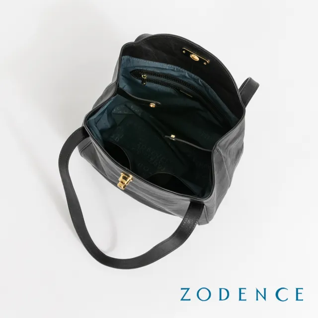 【ZODENCE 佐登司】LUCY義大利植鞣革肩背燈籠包(深邃黑)