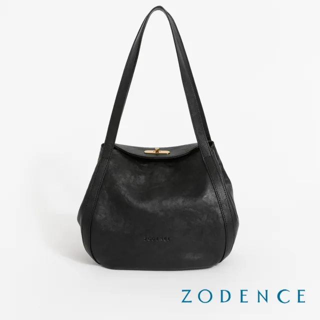 【ZODENCE 佐登司】LUCY義大利植鞣革肩背燈籠包(深邃黑)