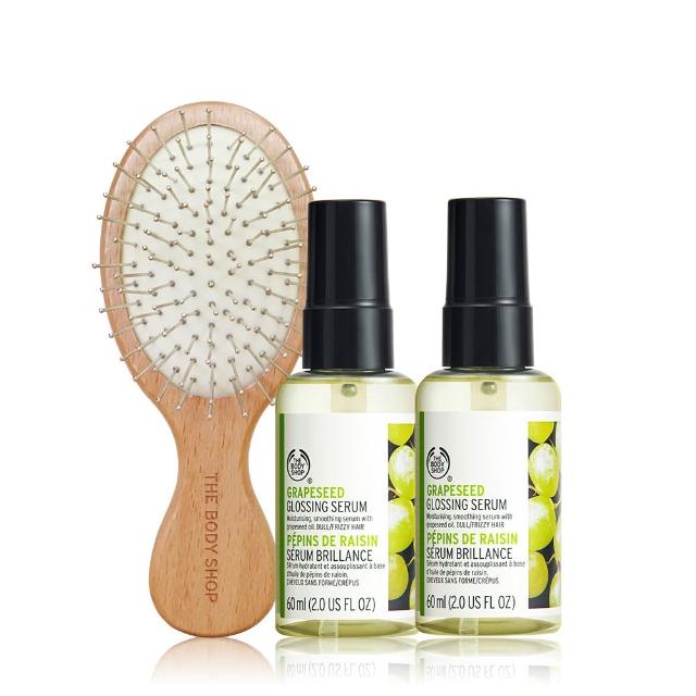 【THE BODY SHOP 美體小舖】葡萄籽修護美髮組(60MLx2+木梳)