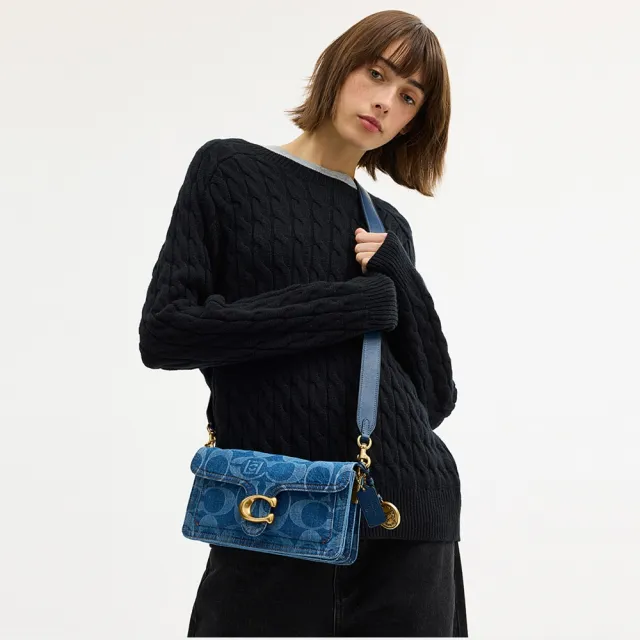 【COACH】蔻馳官方直營 COACH CLOT TABBY 26 單肩手袋 單肩包 肩背包-B4/深藍色色 混合色(CDW25)