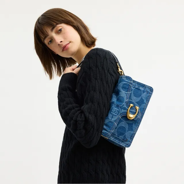 【COACH】蔻馳官方直營 COACH CLOT TABBY 26 單肩手袋 單肩包 肩背包-B4/深藍色色 混合色(CDW25)