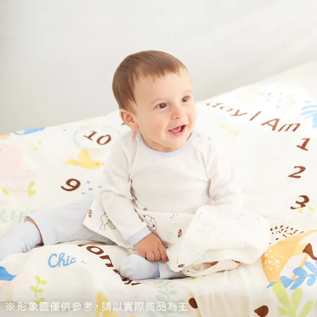 【奇哥】Chic a Bon 寶寶成長紀錄紗布巾禮盒(大包巾+方巾2入+生日圈卡 新生兒禮 滿月禮 彌月禮)