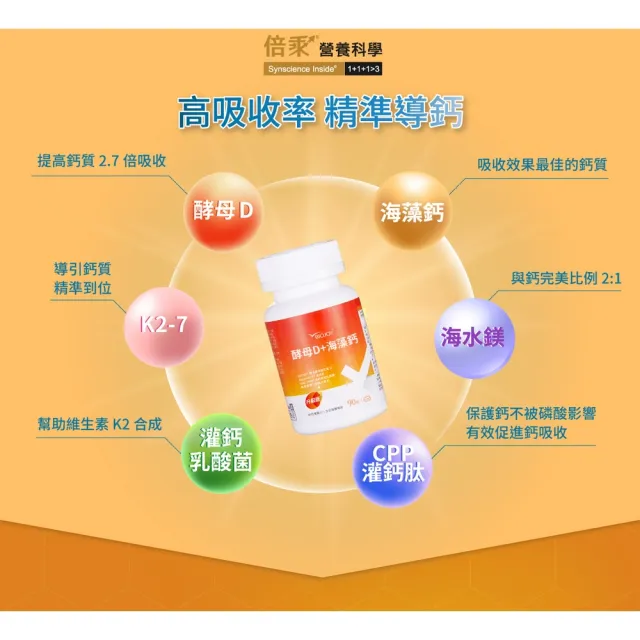 【BioJOY 倍乘營養專家】限時6折-升級版天然維生素D2+海藻鈣.海洋鎂.K2-7維他骨素X1盒(90錠/盒)