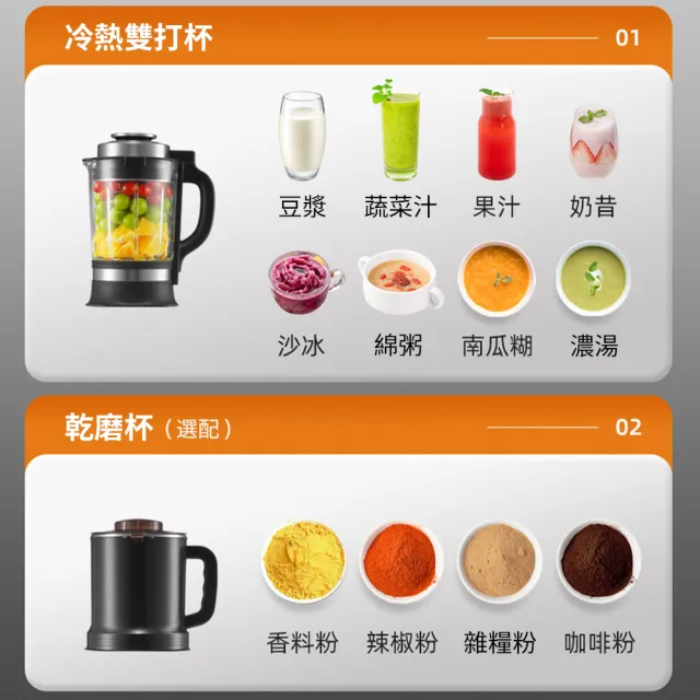 CUDL旭帝 家用破壁機 多功能豆漿機 免濾料理機 智慧加熱豆漿機 靜音磨豆機 全自動破壁機