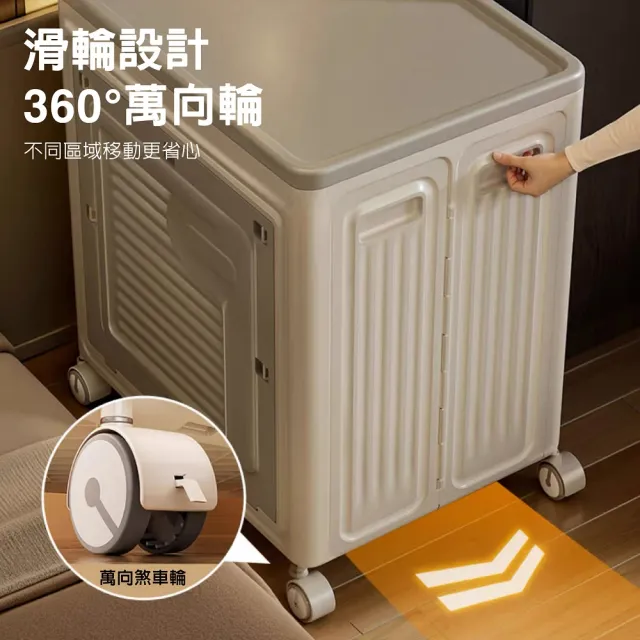 【DaoDi】2入組大容量 折疊收納箱 側開附輪收納櫃(置物箱 衣物收納箱 摺疊收納箱 收納櫃)