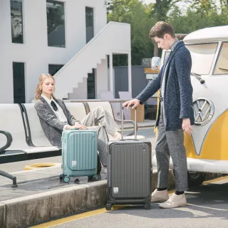 【CROWN 皇冠】Boxy 26吋 前開式框架拉桿箱 防盜雙齒拉鍊箱(行李箱/旅行箱/密碼鎖)