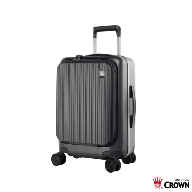 【CROWN 皇冠】Boxy 21吋 前開式框架拉鍊登機箱 防盜雙齒拉鍊箱(行李箱/旅行箱/密碼鎖)