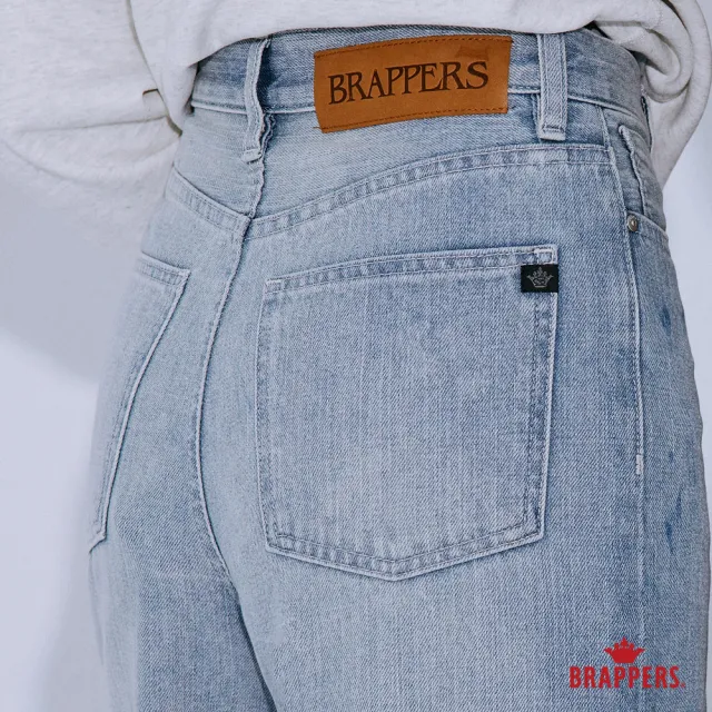 【BRAPPERS】女款 Boy friend系列-高腰全棉寬褲-淺藍
