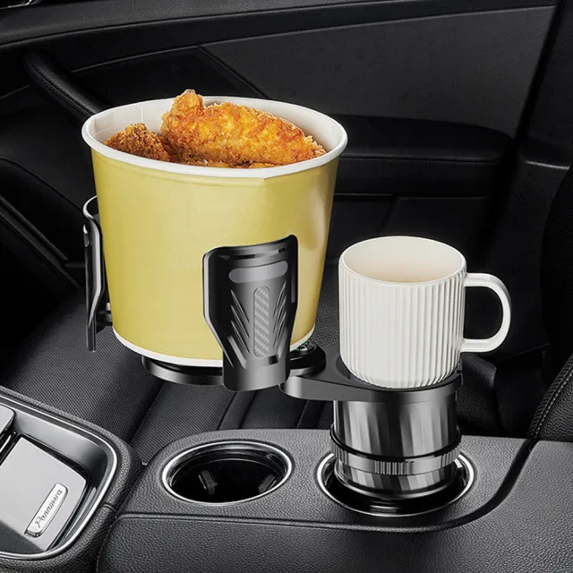 【車選家】車用可調雙杯架(杯架 車載杯架 飲料架 水杯架 保溫杯架 擴展杯架 炸雞桶 伸縮杯架)