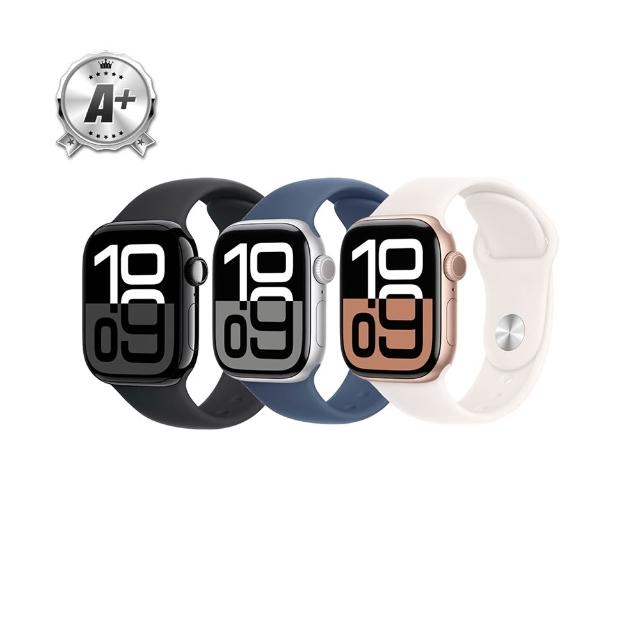 【Apple】A+級福利品 Watch Series 10 鋁金屬款 46mm GPS(鋁金屬錶殼+運動型錶帶 WIFI)