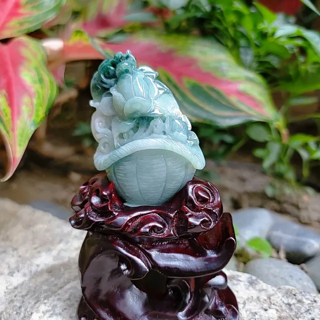 溫寶翡翠】A100-99 花籃擺件(緬甸玉A貨天然翡翠玉石) - momo購物網