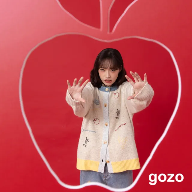 【gozo】迪士尼系列 喔〜不要吃蘋果開襟毛衣外套(兩色)