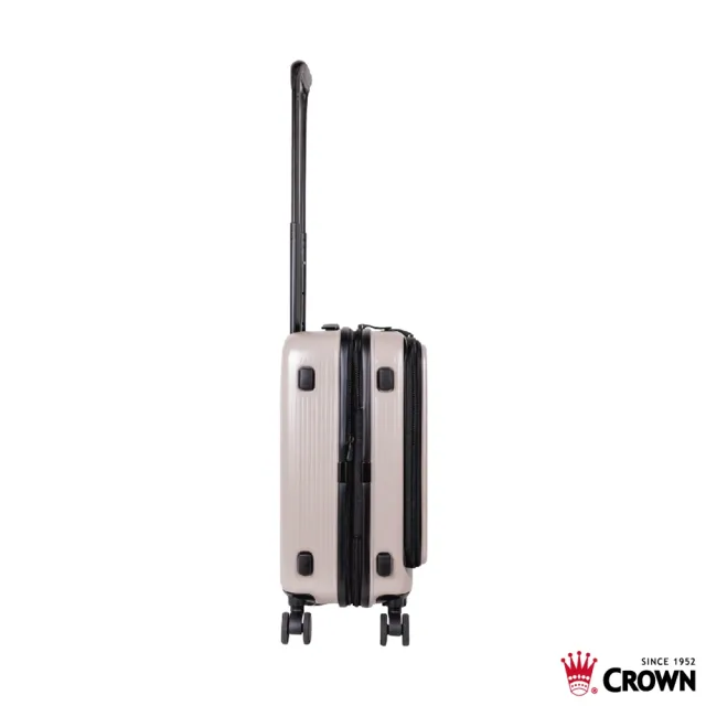 【CROWN 皇冠】DOPPIO 19.5吋 前開式霧面拉鍊登機箱(行李箱 旅行箱)