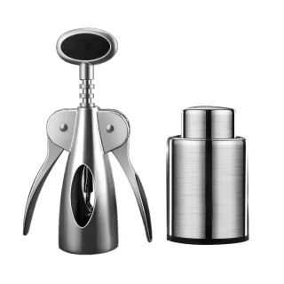 【PUSH!】餐具用品 紅酒開瓶器瓶塞組合 葡萄酒起瓶器 手動啟瓶器酒瓶塞(開瓶器紅酒瓶塞組合 D348)