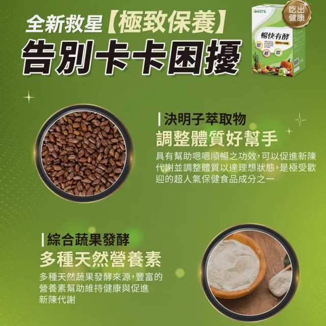 【YM BIOMED 陽明生醫】暢快有酵x3盒(60粒/盒 幫助消化 調整體質 順暢清爽 綜合蔬果發酵 決明子萃取物)