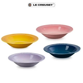 【Le Creuset】瓷器東京款義麵盤25cm(極光午夜藍/薔薇粉/藍鈴紫/杏桃黃 4色選1)