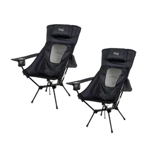 【NUIT 努特】傑森 鋁合金扶手輕量椅 露營椅 高背輕量椅 摺疊椅 登山 束狀收納 靠背椅(NTC168BK兩入優惠)